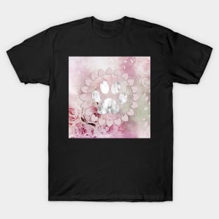 Dog Paw Print Hearts & Flowers Pink Pet Lover Floral Gift T-Shirt